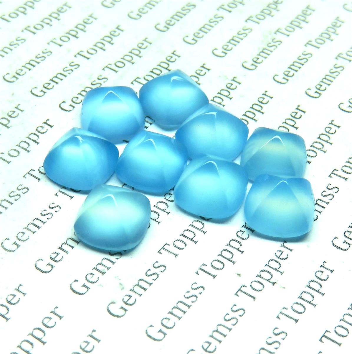 Blue Topaz Chalcedony 10x10 mm Sugarloaf Cabochon